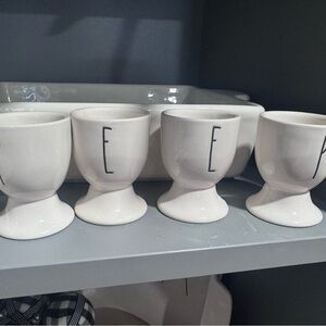 Rae Dunn Cream Ceramic Egg Cups Set